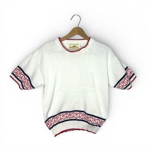 1970s Winona Knits Sweater Women’s Large USA Novelty Print Retro Nautical Knit